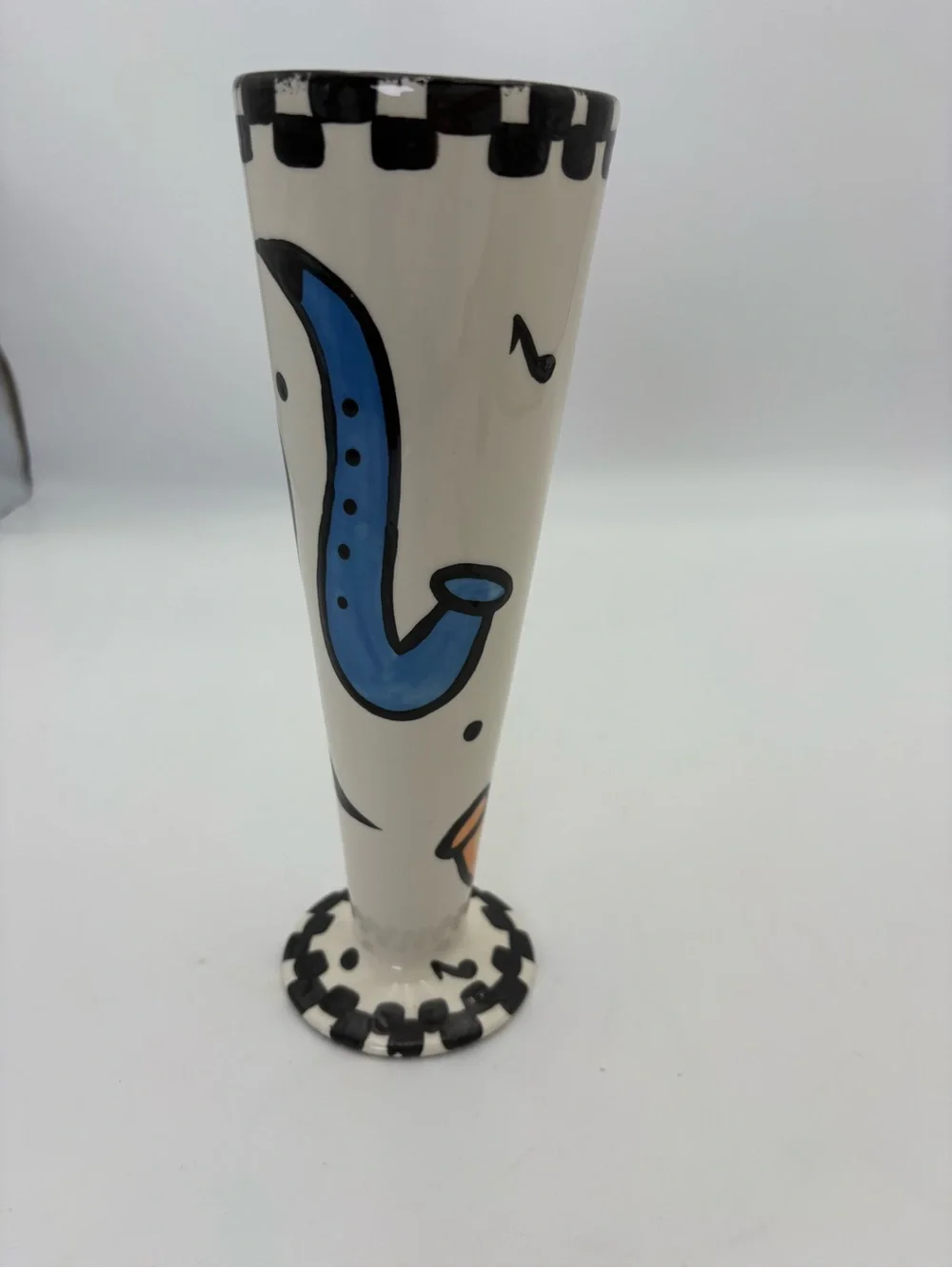 Vintage Hand-Painted Bette Abrams Diamond In The Rough Vase